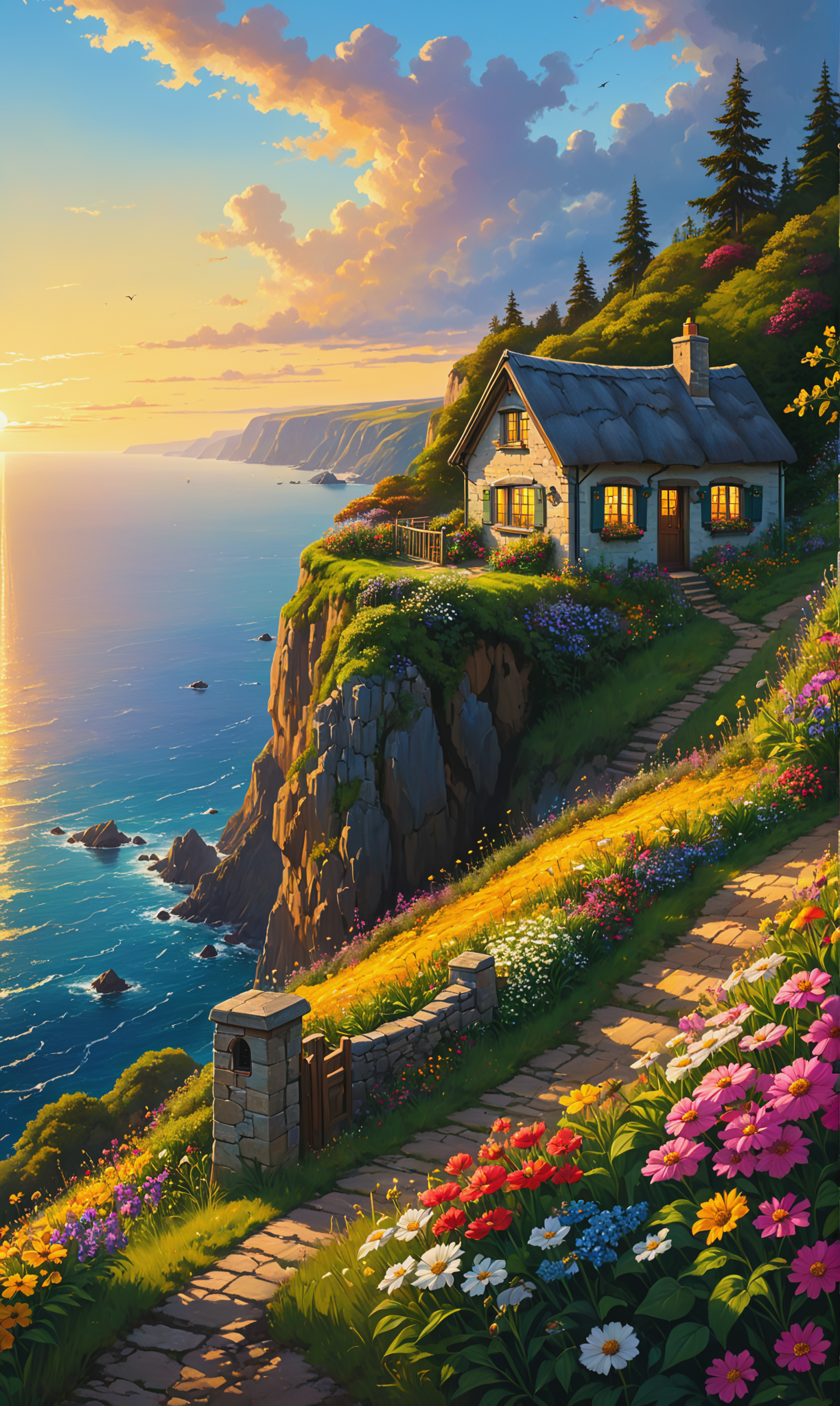 02172-3816143203-A breathtaking digital painting depicting a small countryside cottage perched on the edge of a towering cliff overlooking a vast.png